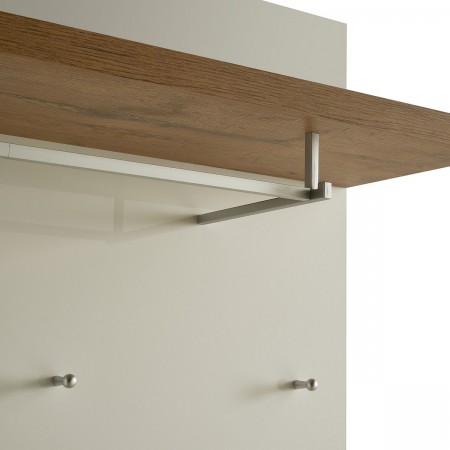 Pannello appendiabiti da parete TORONTO WHITE laccato di colore Bianco lucido 5 ganci 1 barra appendiabiti cm H115 L80 P25