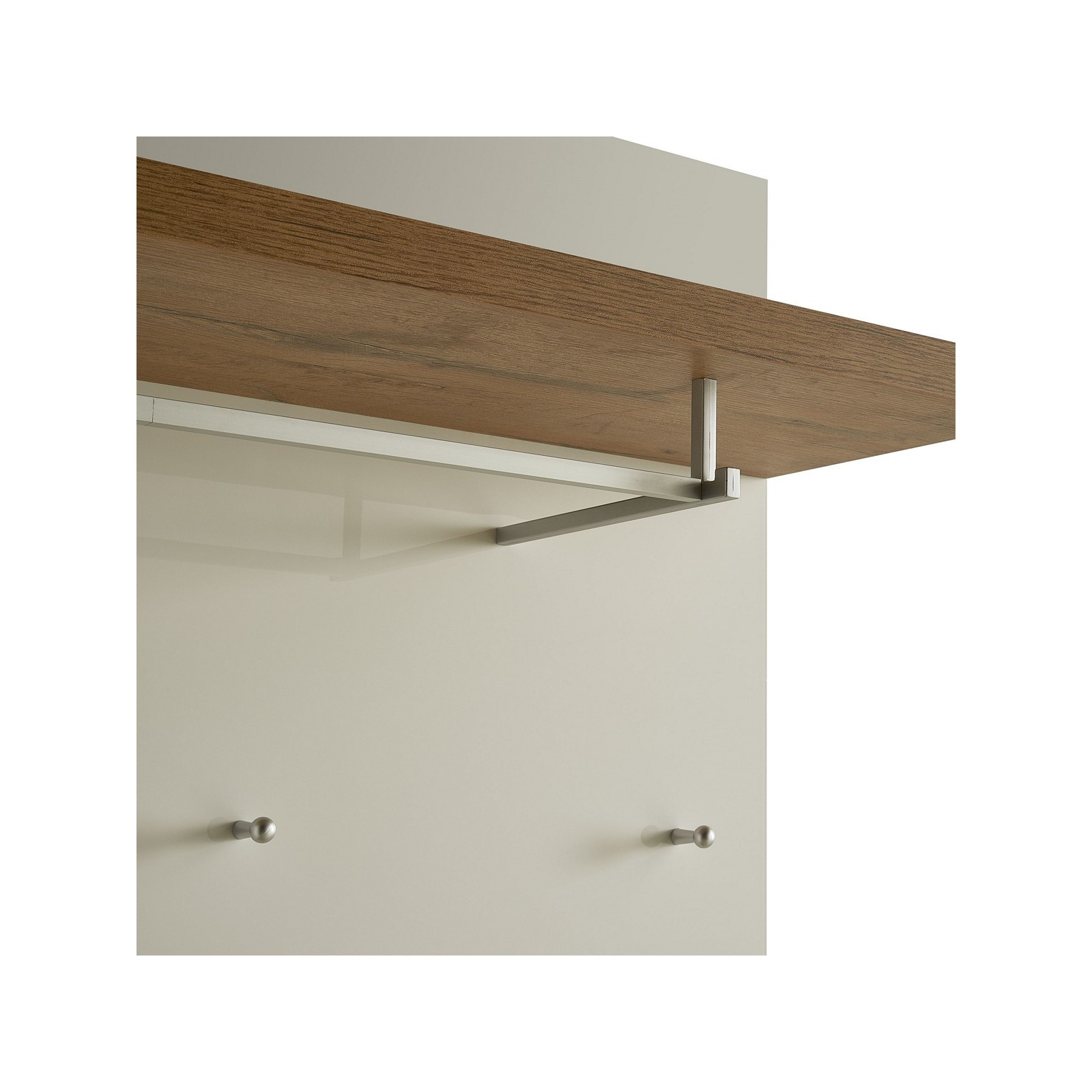 Pannello appendiabiti da parete TORONTO WHITE laccato di colore Bianco lucido 5 ganci 1 barra appendiabiti cm H115 L80 P25