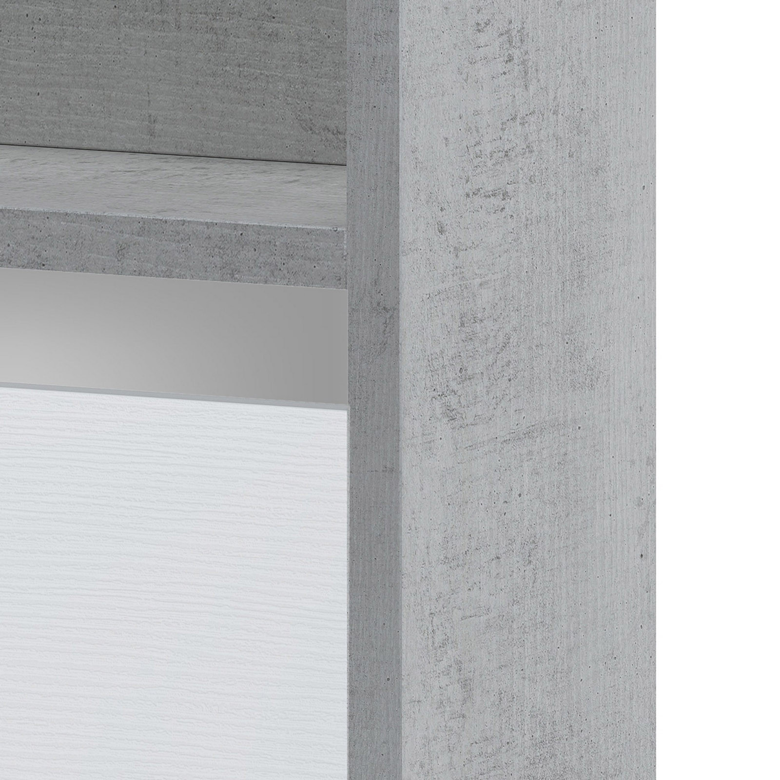 Scrivania A Scomparsa Slate Grigia cemento e struttura finitura Larice Bianco, 80x19.6xh60 cm