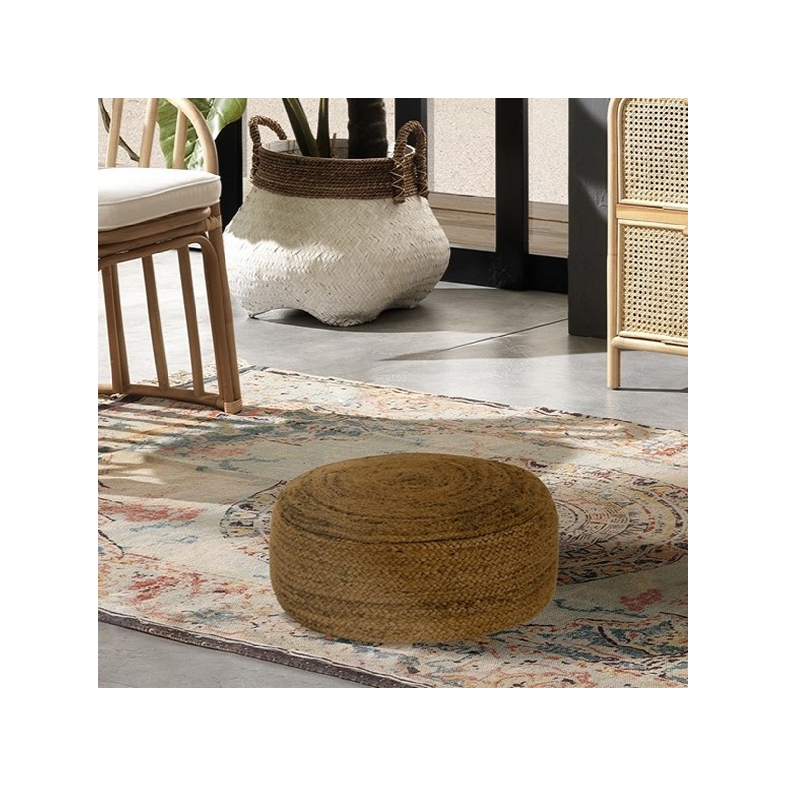 Pouf Tea rivestimento 100% Juta, d50xh25 cm