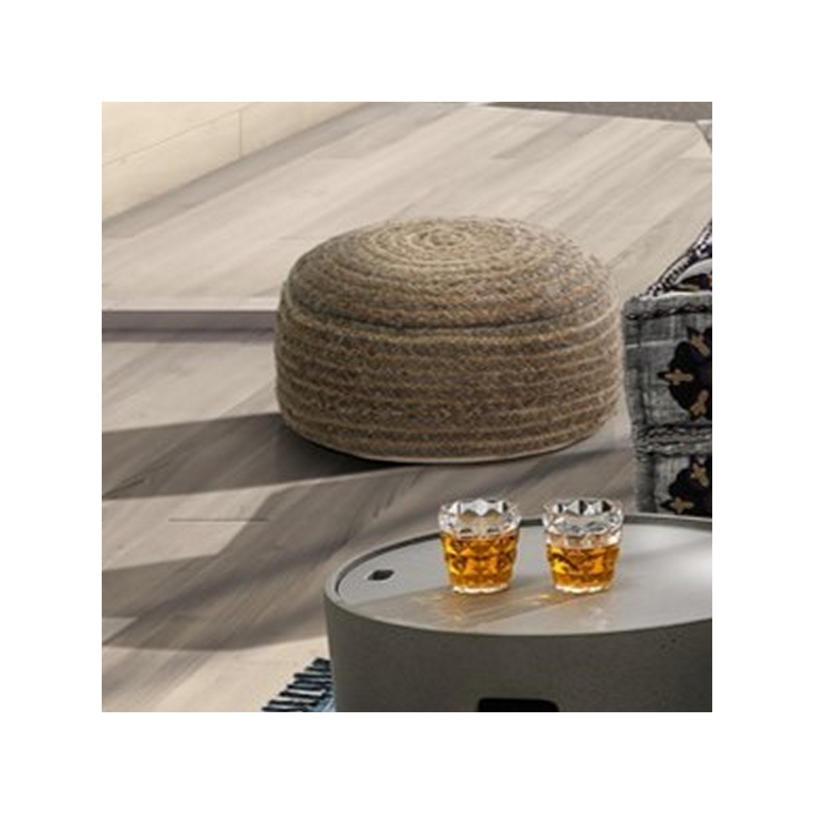 Pouf Juta Alessia in juta intrecciata colore naturale, d48xh30 cm