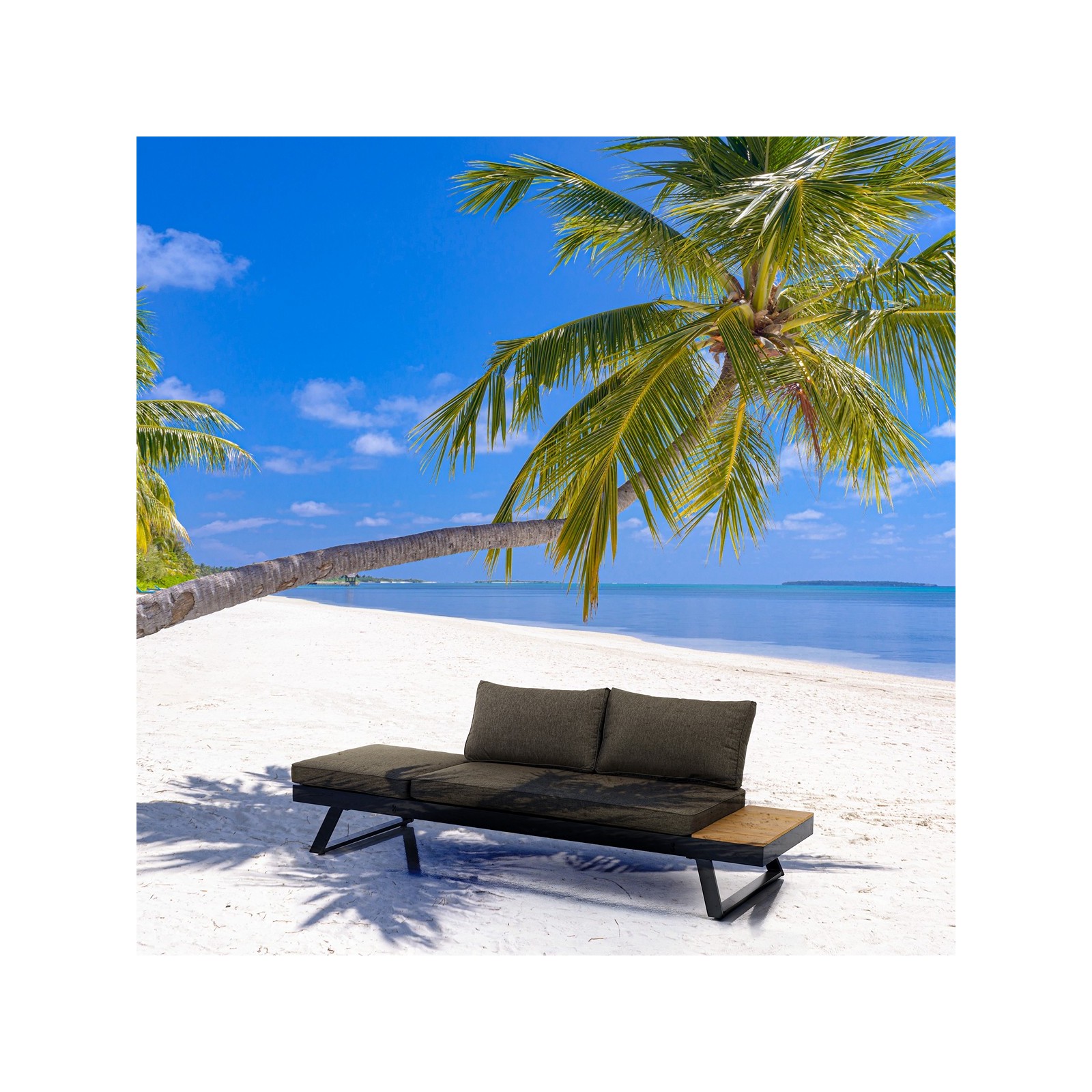 Divano e Chaise Longue da Interno - Esterno Varadero E in Alluminio Antracite Opaco, 228x77xh68.5 cm