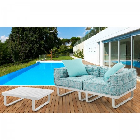 Divano 2 posti ARON OUTDOOR basamento alluminio tessuto waterproof cm. L.156 P.78 H.66