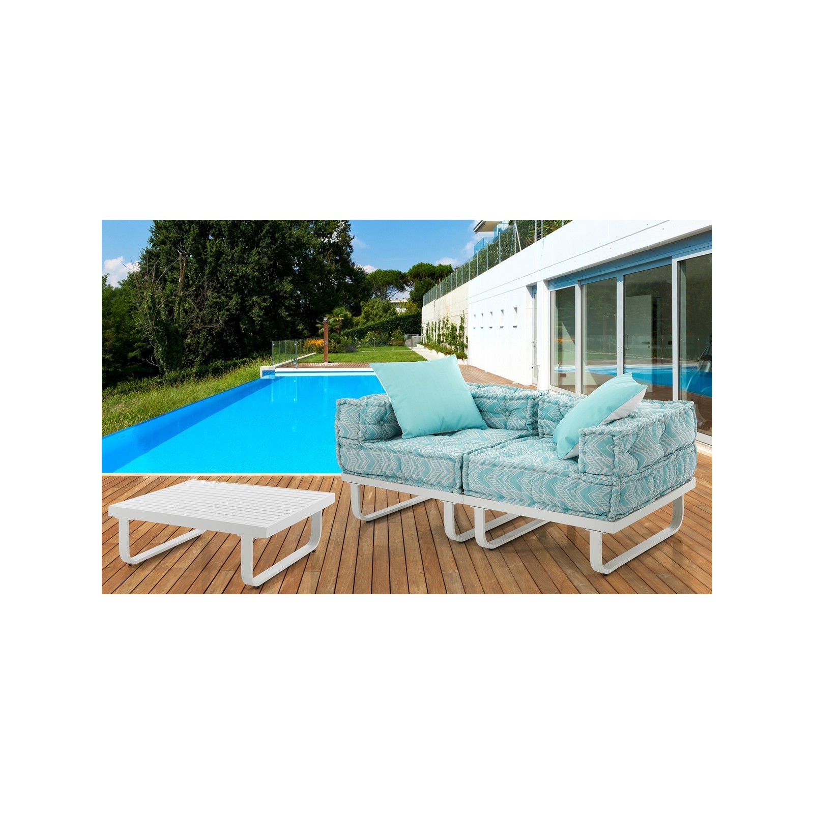 Divano 2 posti ARON OUTDOOR basamento alluminio tessuto waterproof cm. L.156 P.78 H.66 Divano 2 posti ARON OUTDOOR basamento alluminio tessuto waterproof cm. L.156 P.78 H.66
