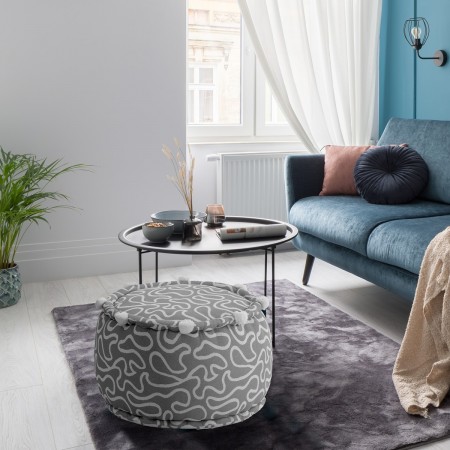 Pouf rotondo WOVEN colore Grigio cotone 100%, D.45 x H.30 cm