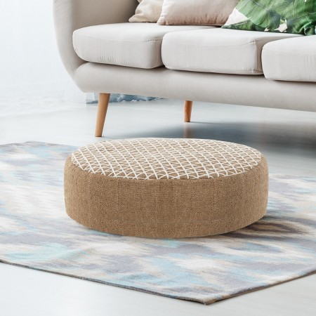 Pouf rotondo SAND cotone 100% colore naturale cm D45 H15