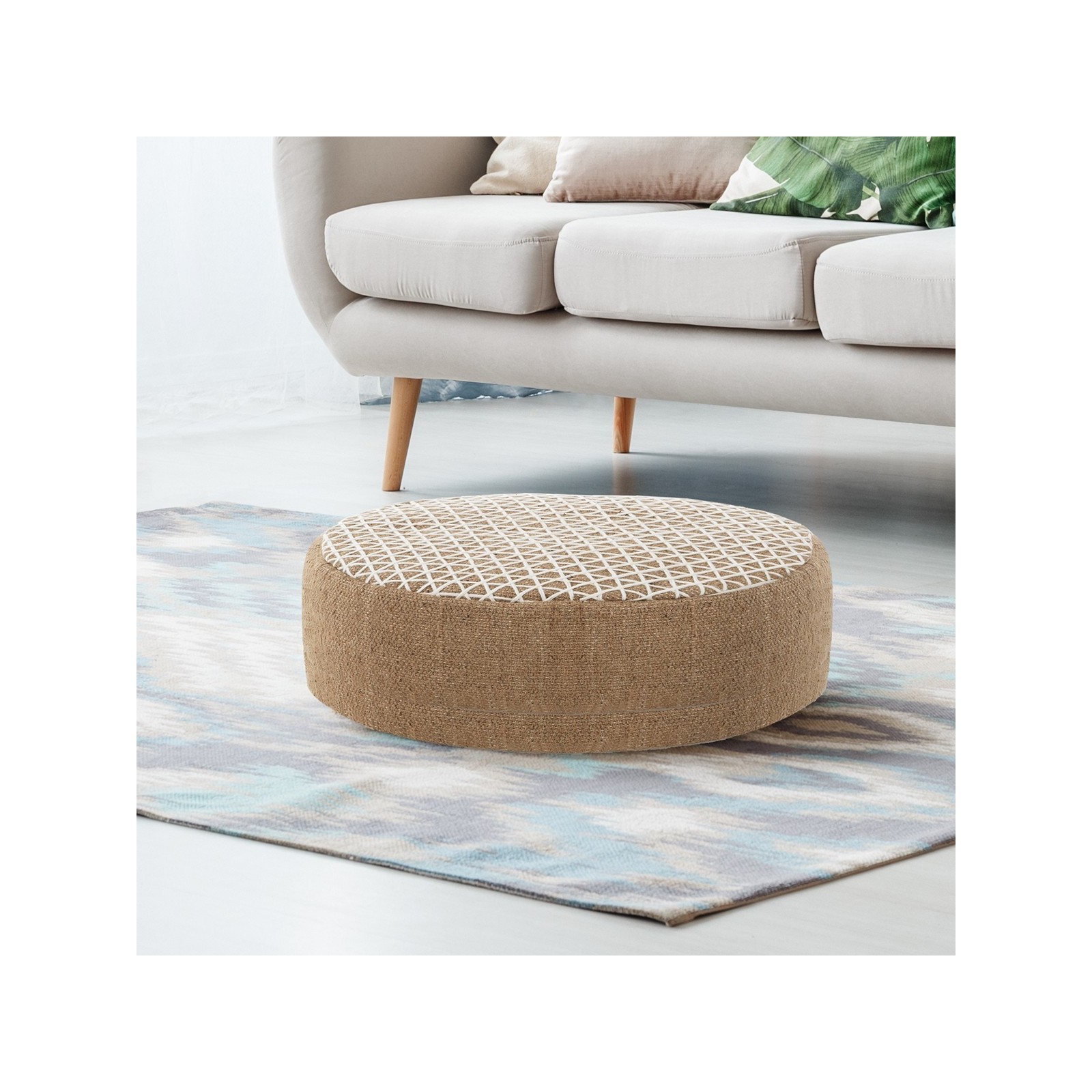 Pouf rotondo SAND cotone 100% colore naturale cm D45 H15