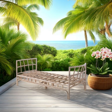 Basamento Fedra in Rattan Sbiancato per 2 elementi Kamar, 182x80xh70 cm