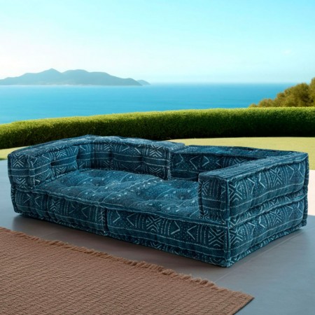 Divano 2 Posti Kamar Composizione 08 rivestimento Cotone 100% patchwork Blu, 160x80xh40 cm