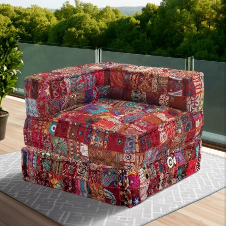 Poltrona / Chaise Longue Kamar High Composizione 31 rivestimento Cotone 100% patchwork Multicolore, 80x80xh60 cm