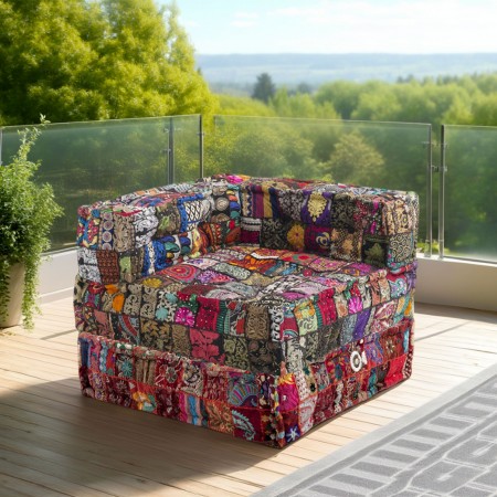 Poltrona / Chaise Longue Kamar High Composizione 34 rivestimento Cotone 100% patchwork Multicolore, 80x80xh60 cm