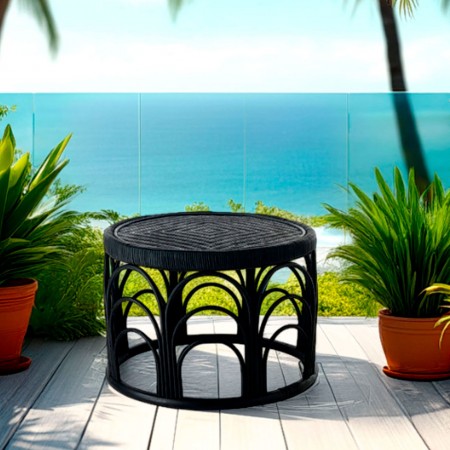 Tavolino da Caffè Lollo in Rattan Nero, d60xh45 cm