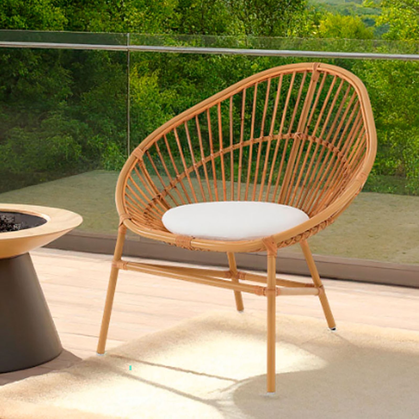 Poltroncina AKA in rattan e cotone cm L.90 x P.80 x H.89