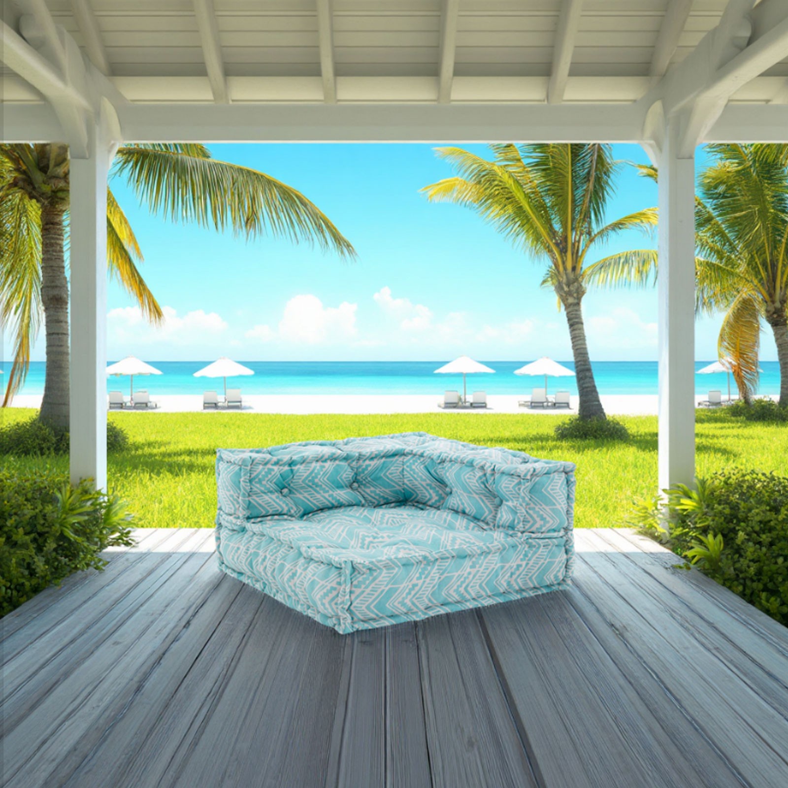 Elemento angolare OUTDOOR IKAT MINT tessuto waterproof cm. L.75 x P.75 x H.40