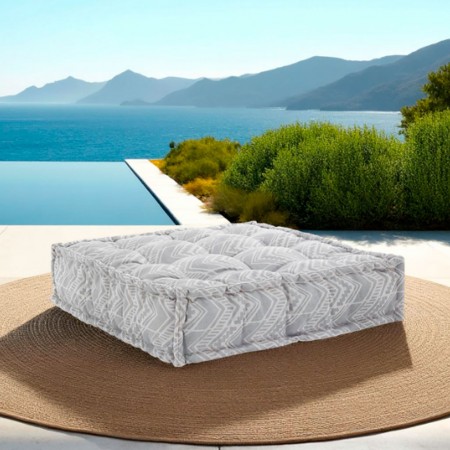 Pouf quadrato OUTDOOR IKAT GREY tessuto waterproof cm. L.75 P.75 H.20