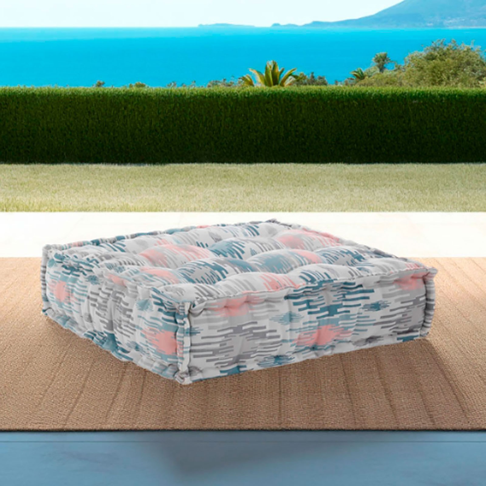 Pouf quadrato OUTDOOR PASTEL tessuto waterproof