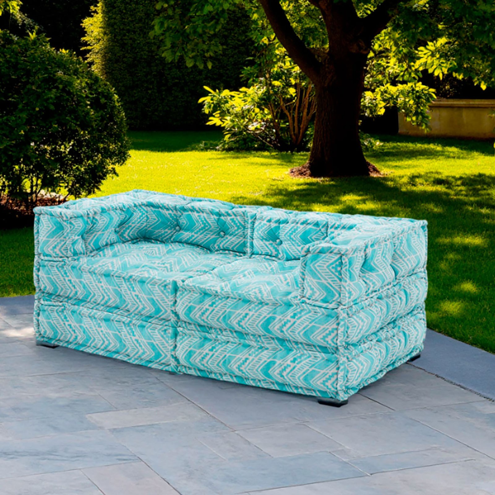Divano 2 posti OUTDOOR IKAT MINT tessuto waterproof cm. L.150 P.75 H.60