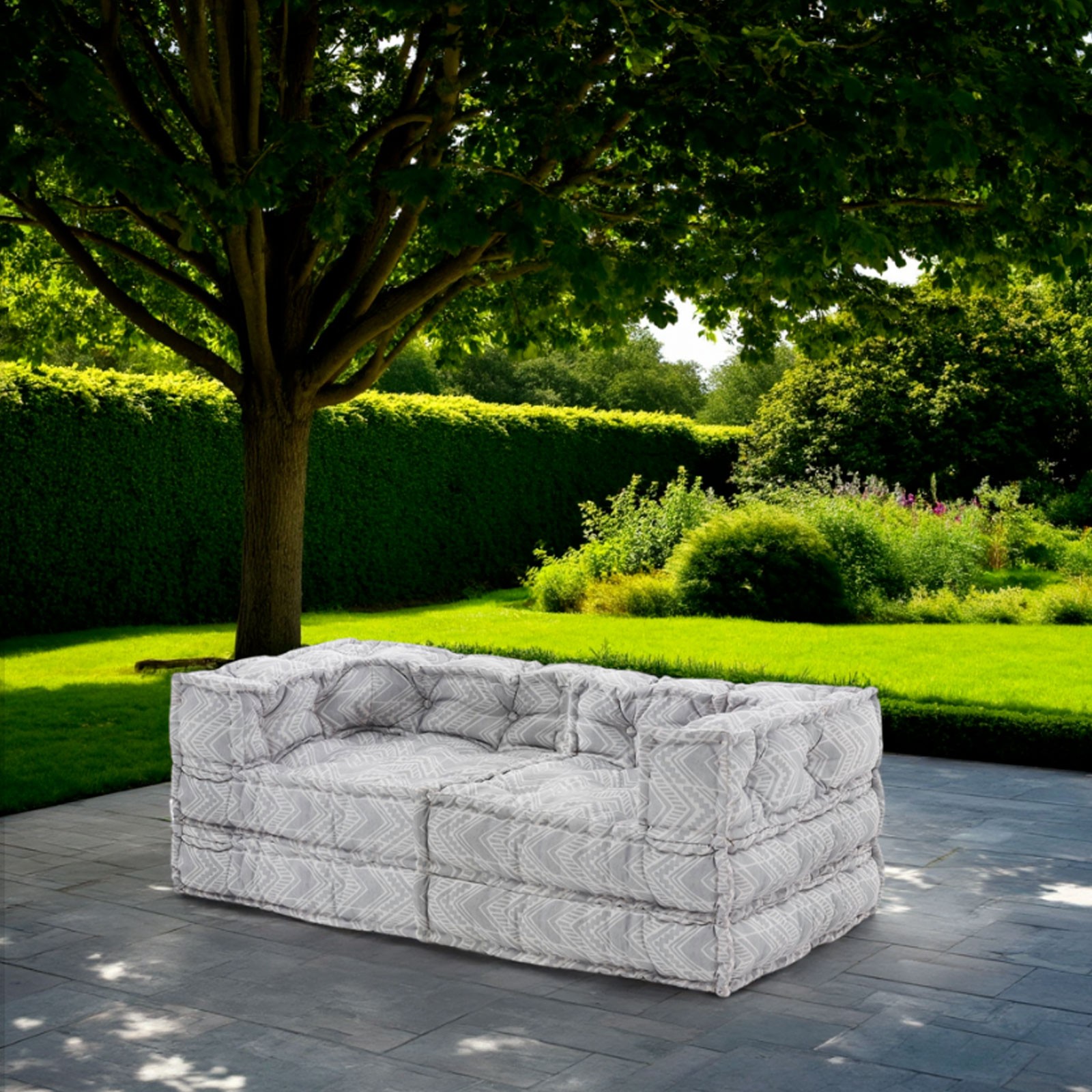 Divano 2 posti OUTDOOR IKAT GREY tessuto waterproof cm. L.150 P.75 H.60 colore grigio