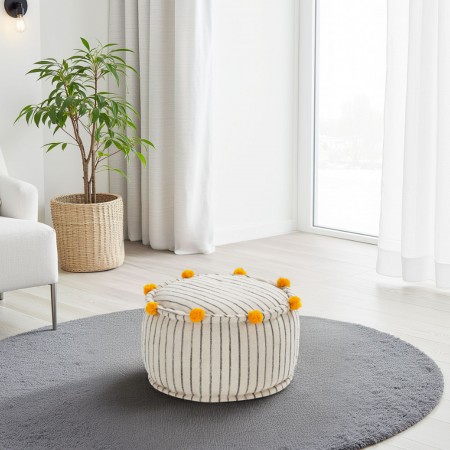 Pouf rotondo CIRO cotone 100% Made in INDIA, D50 H30 cm