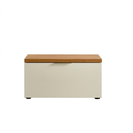 Panca - scarpiera 1 ante a ribalta TORONTO WHITE laccata Bianco lucido top finitura Rovere cm H42 L80 P38