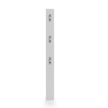Appendiabiti da parete TORONTO WHITE laccato di colore Bianco lucido 3 ganci estraibili cm H170 L15 P1,6