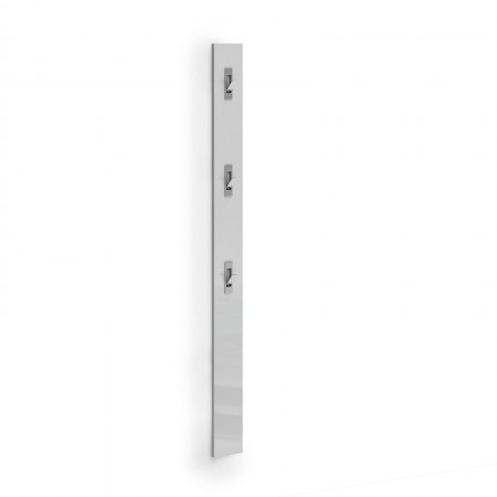 Appendiabiti da parete TORONTO WHITE laccato di colore Bianco lucido 3 ganci estraibili cm H170 L15 P1,6