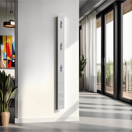 Appendiabiti da parete TORONTO WHITE laccato di colore Bianco lucido 3 ganci estraibili cm H170 L15 P1,6
