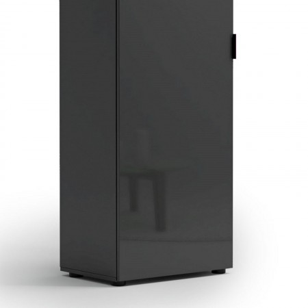 Armadio guardaroba da ingresso 1 anta TORONTO GREY laccato Antracite lucido top finitura Rovere cm H192 L60 P40