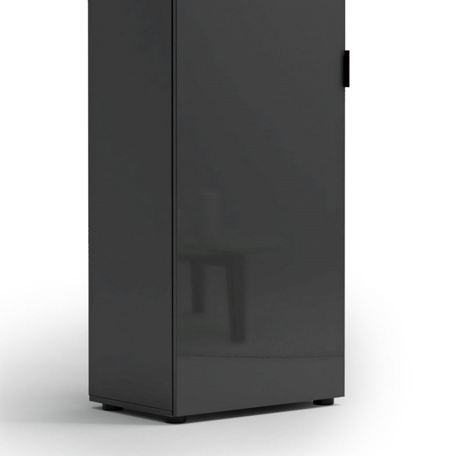 Armadio guardaroba da ingresso 1 anta TORONTO GREY laccato Antracite lucido top finitura Rovere cm H192 L60 P40