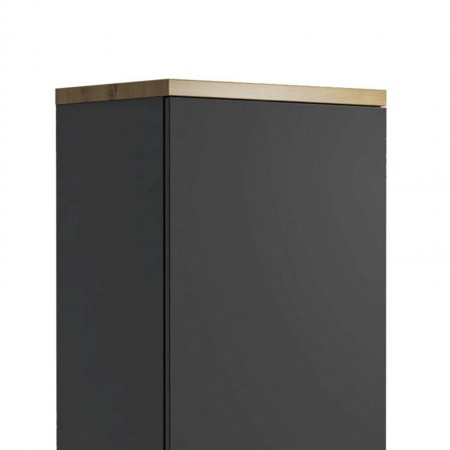Armadio guardaroba da ingresso 1 anta TORONTO GREY laccato Antracite lucido top finitura Rovere cm H192 L60 P40