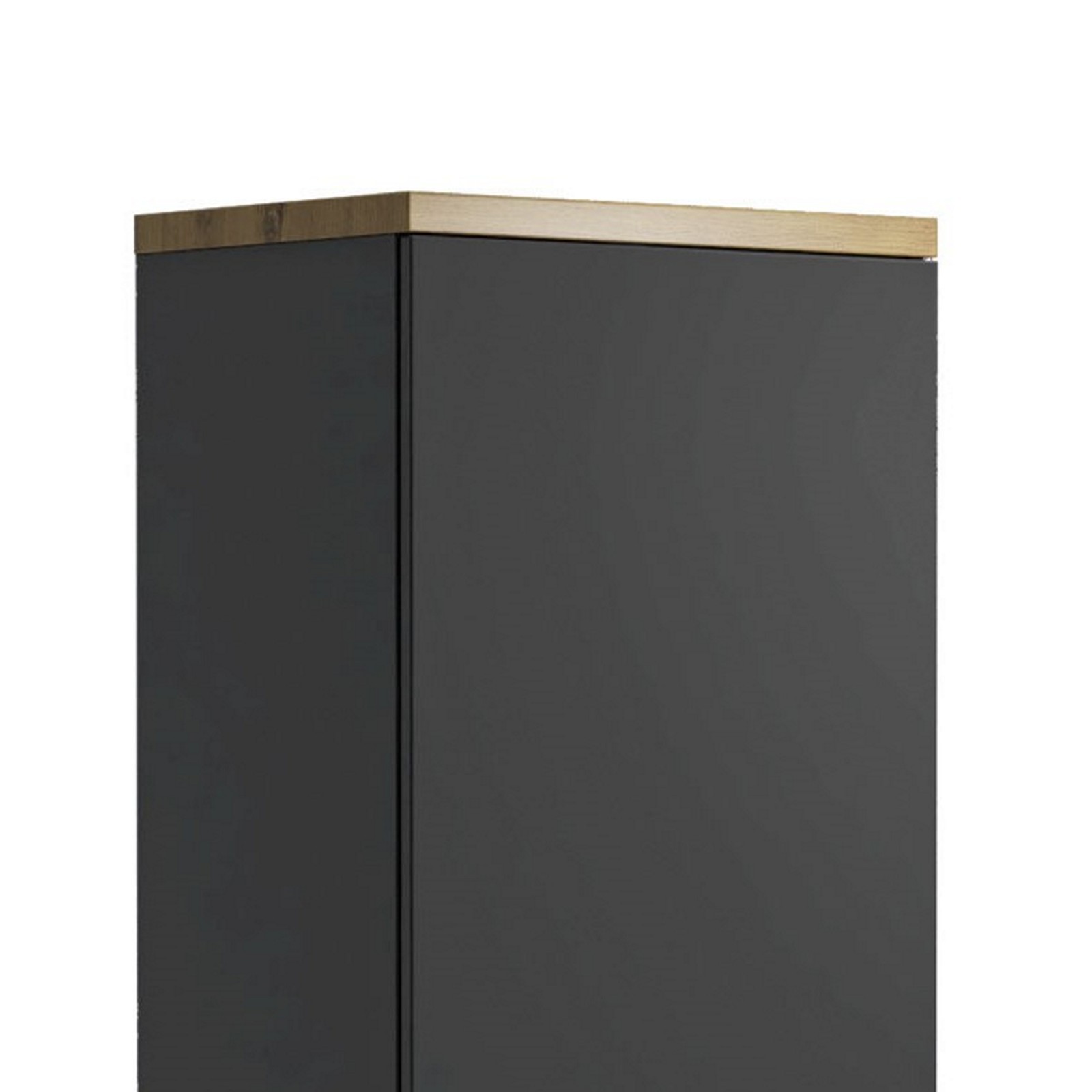 Armadio guardaroba da ingresso 1 anta TORONTO GREY laccato Antracite lucido top finitura Rovere cm H192 L60 P40