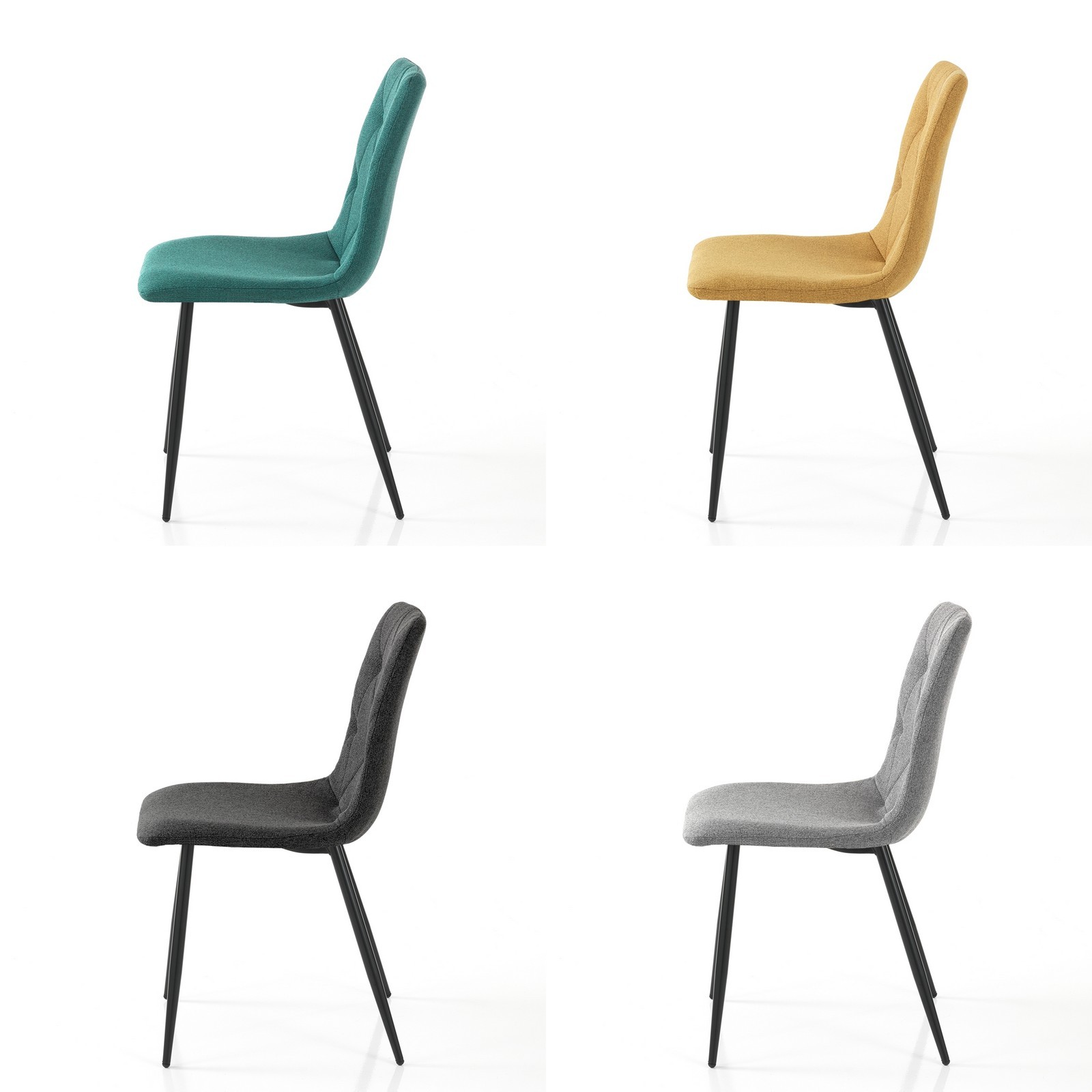 Set 4 Sedie HARA COLORS  4 sedie colorate tessuto EASY CLEAN di facile pulizia cm H84 L44 P54