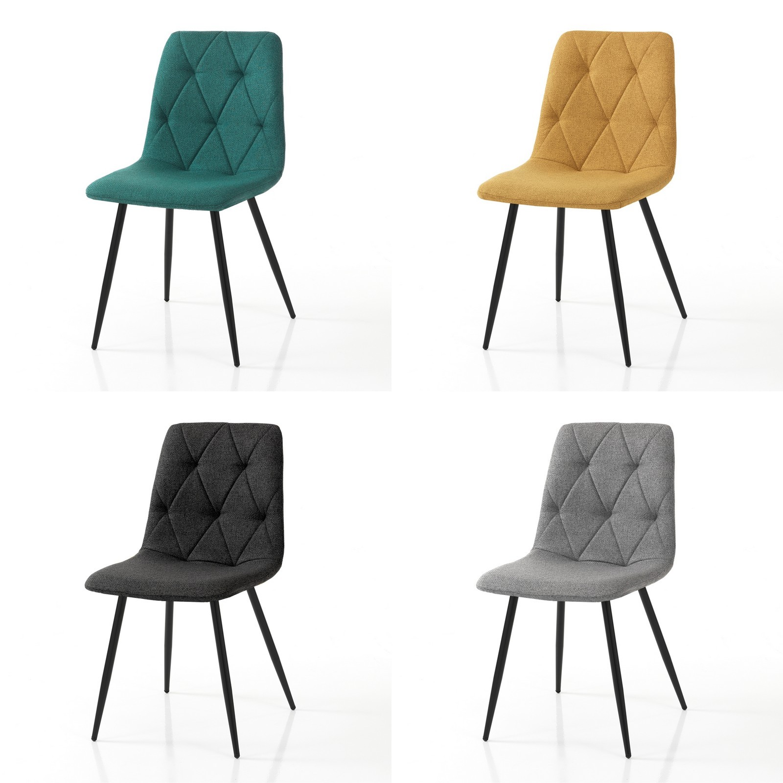 Set 4 Sedie HARA COLORS  4 sedie colorate tessuto EASY CLEAN di facile pulizia cm H84 L44 P54