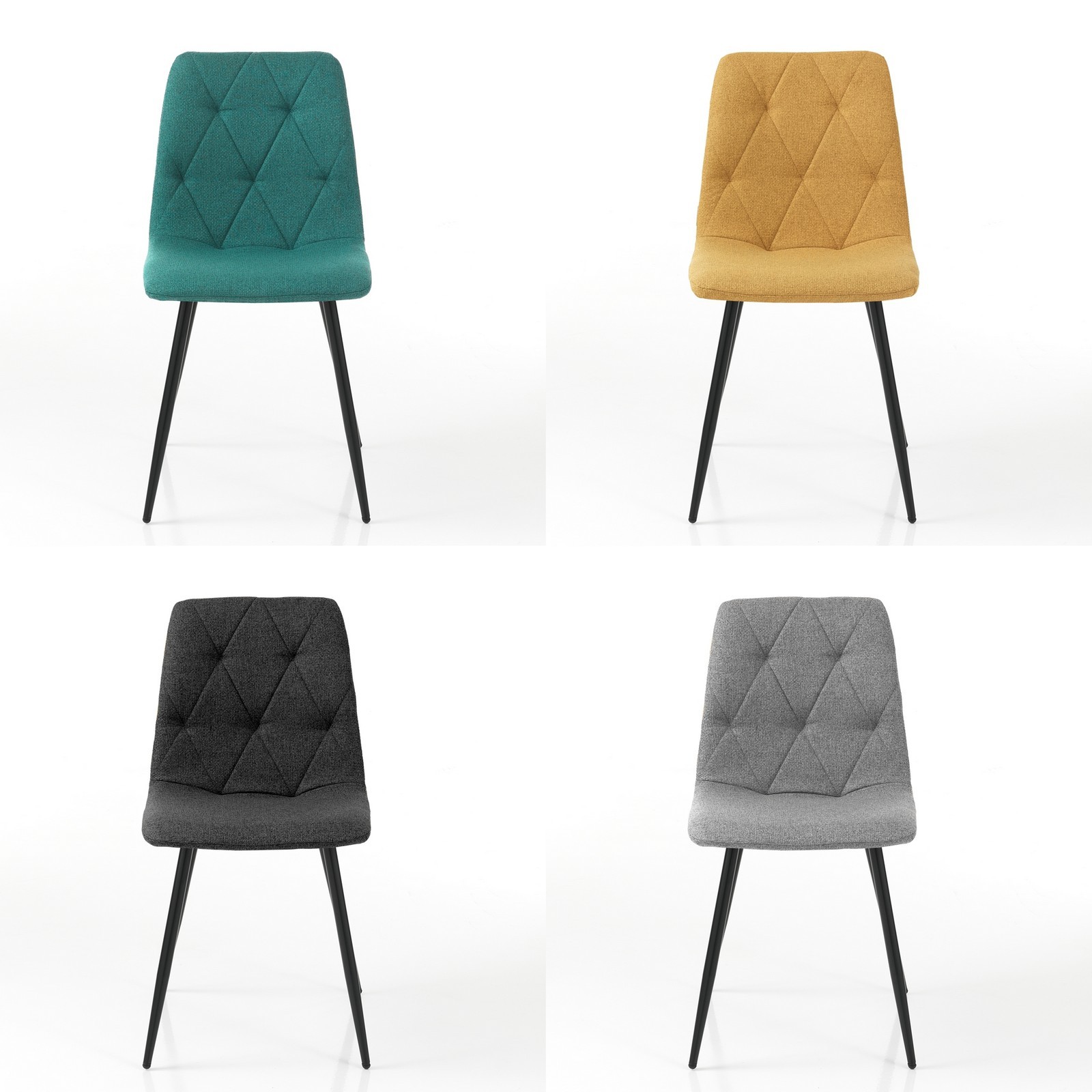 Set 4 Sedie HARA COLORS  4 sedie colorate tessuto EASY CLEAN di facile pulizia cm H84 L44 P54