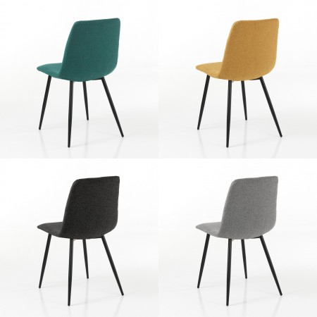 Set 4 Sedie HARA COLORS  4 sedie colorate tessuto EASY CLEAN di facile pulizia cm H84 L44 P54