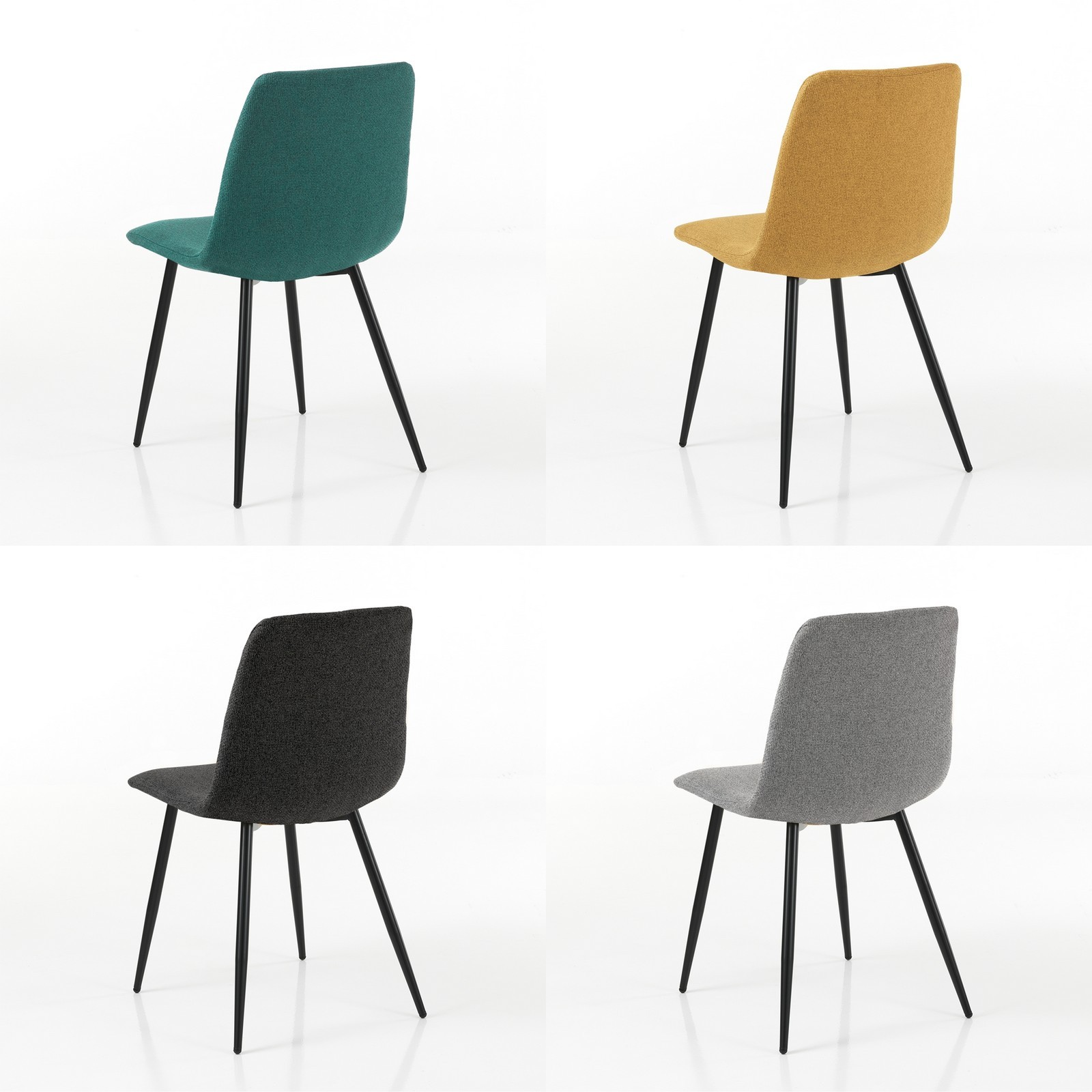 Set 4 Sedie HARA COLORS  4 sedie colorate tessuto EASY CLEAN di facile pulizia cm H84 L44 P54