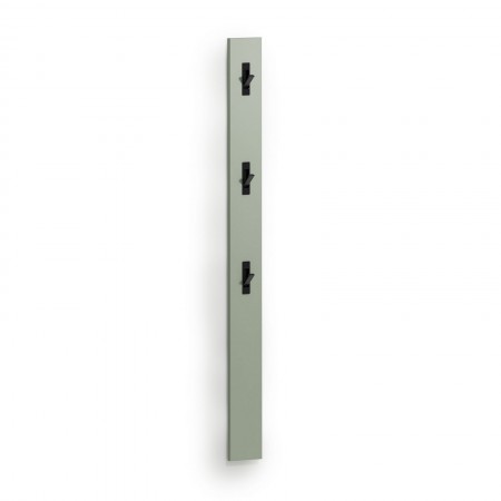 Appendiabiti da parete TORONTO GREEN laccato di colore Bianco lucido 3 ganci estraibili cm H170 L15 P1,6