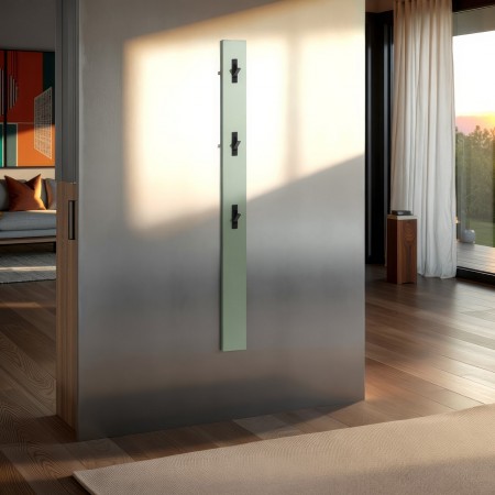 Appendiabiti da parete TORONTO GREEN laccato di colore Bianco lucido 3 ganci estraibili cm H170 L15 P1,6