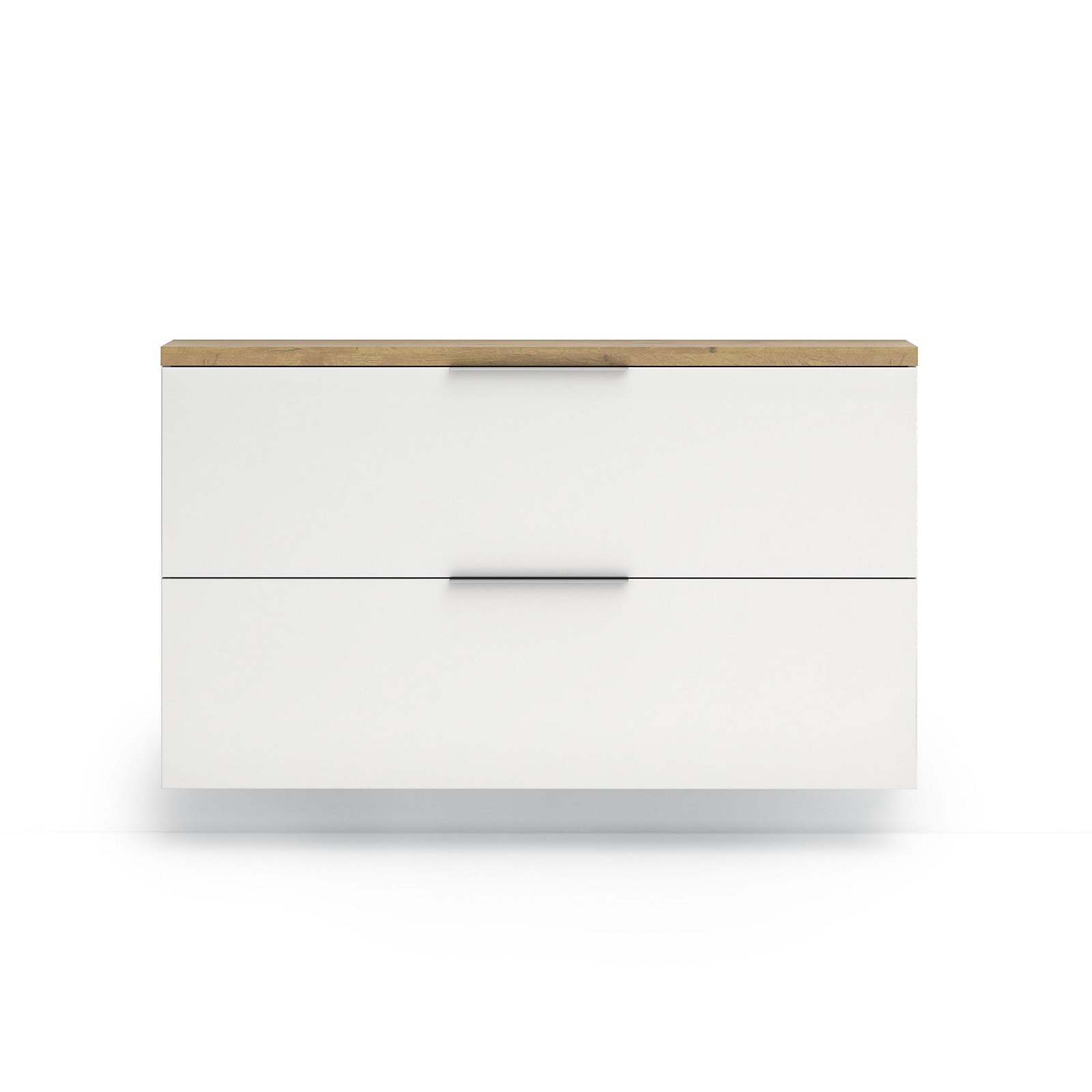 Scarpiera sospesa 2 ante a ribalta TORONTO WHITE laccata Bianco lucido top finitura Rovere cm H81,9 L140 P19