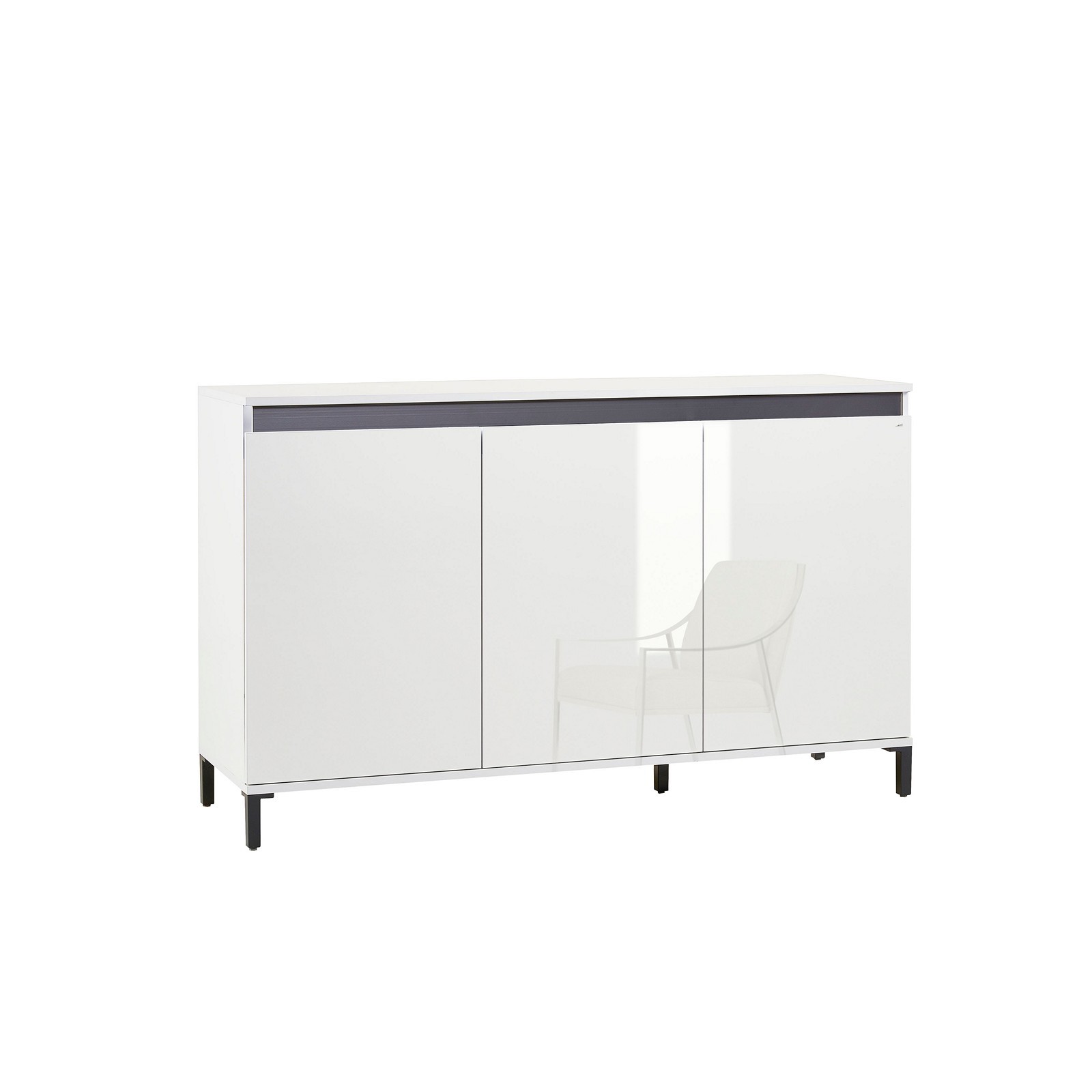 MIAMI Madia 3 ante laccata colore Bianco lucido cm H84,3 L138 P40