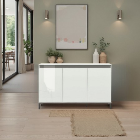 MIAMI Madia 3 ante laccata colore Bianco lucido cm H84,3 L138 P40