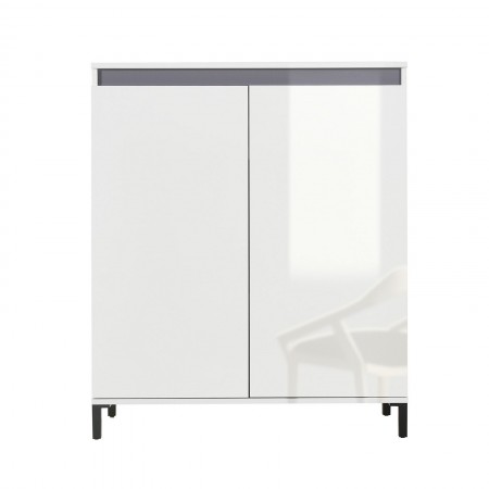 MIAMI Mobile alto 2 ante laccata colore Bianco lucido cm H110,3 L100,2 P40