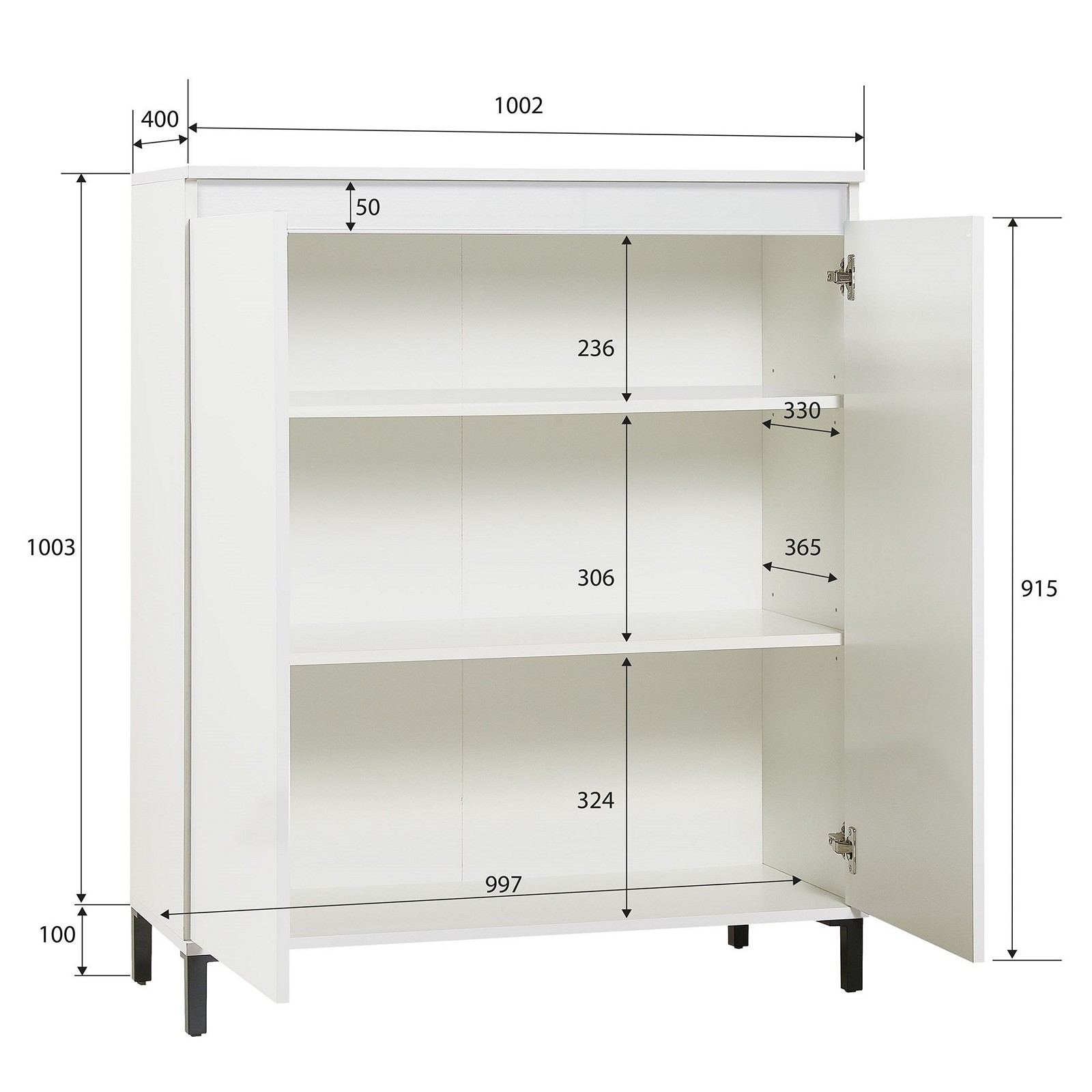 MIAMI Mobile alto 2 ante laccata colore Bianco lucido cm H110,3 L100,2 P40