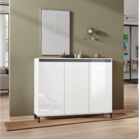 MIAMI Mobile alto 3 ante  laccata colore Bianco lucido cm H110,3 L138 P40
