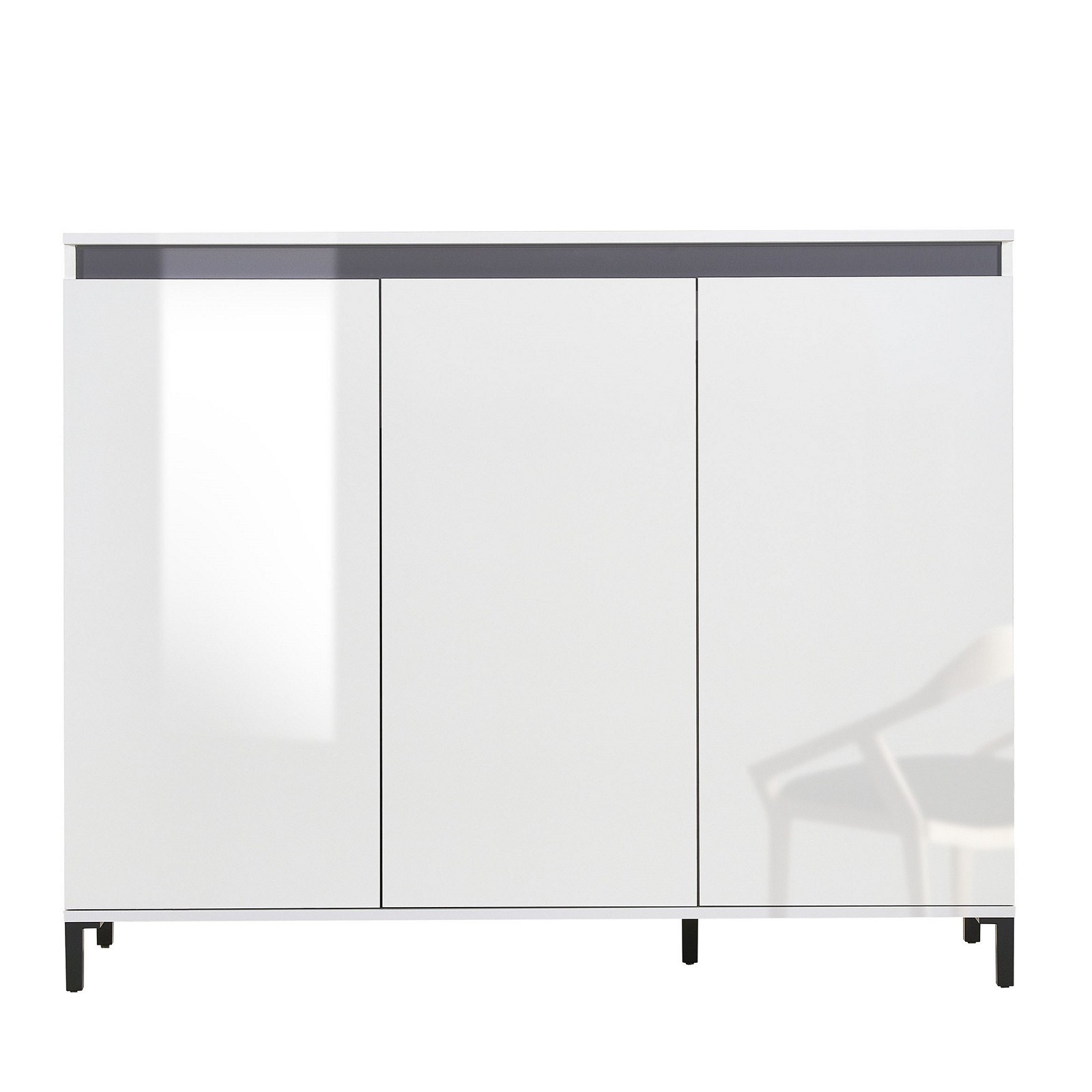 MIAMI Mobile alto 3 ante  laccata colore Bianco lucido cm H110,3 L138 P40