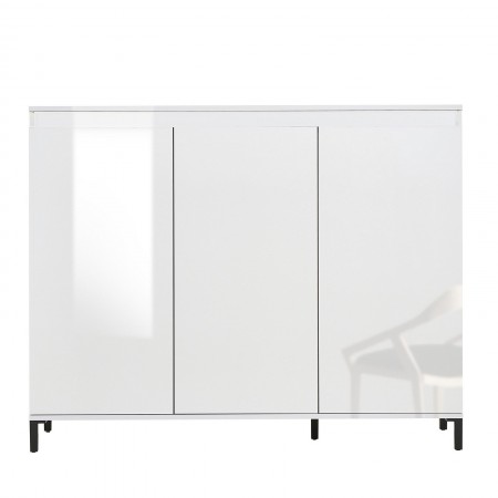 MIAMI Mobile alto 3 ante  laccata colore Bianco lucido cm H110,3 L138 P40