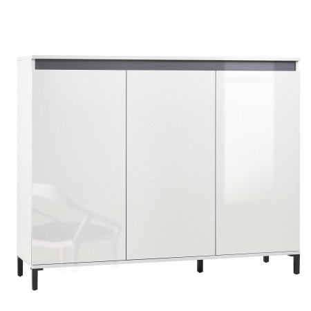 MIAMI Mobile alto 3 ante  laccata colore Bianco lucido cm H110,3 L138 P40