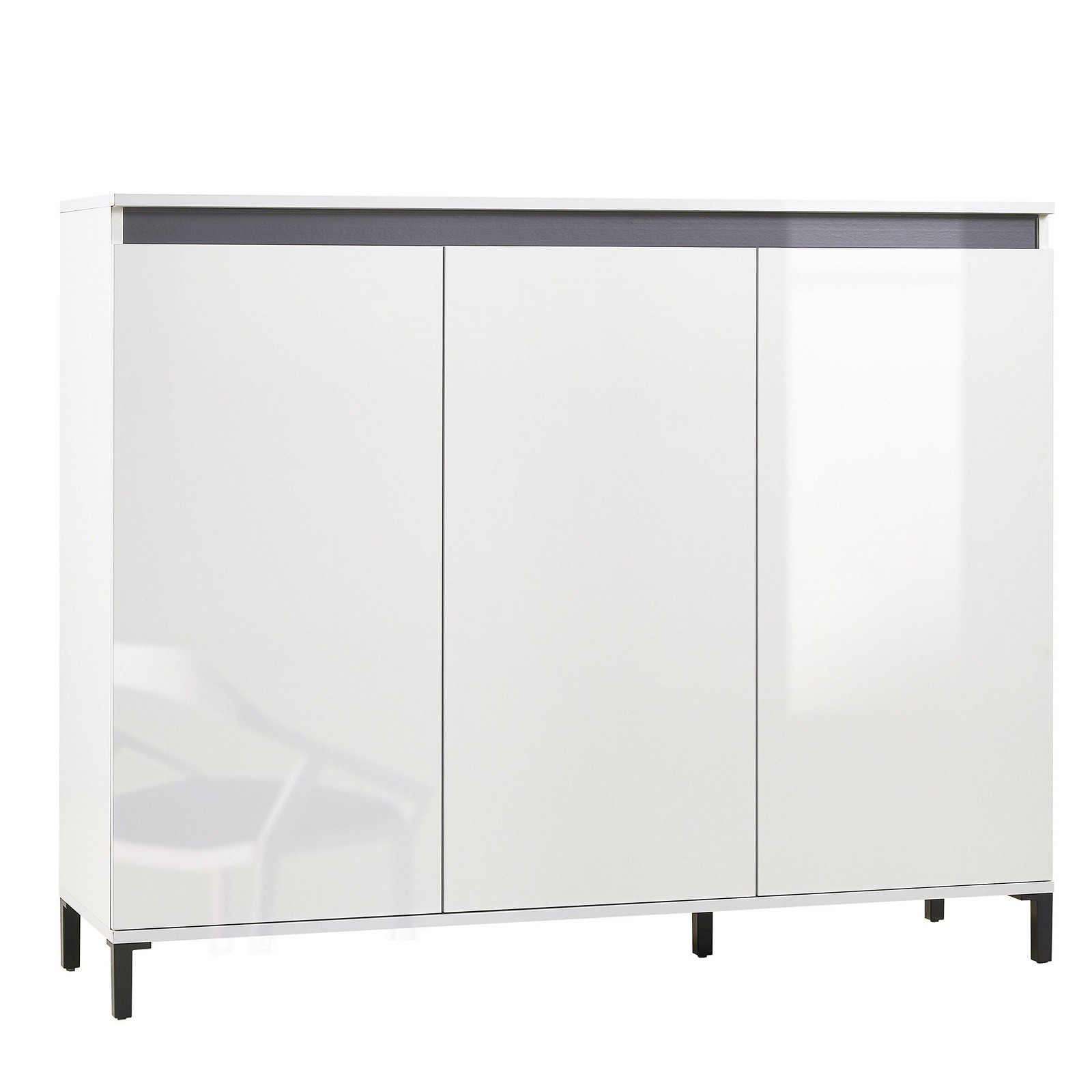 MIAMI Mobile alto 3 ante  laccata colore Bianco lucido cm H110,3 L138 P40