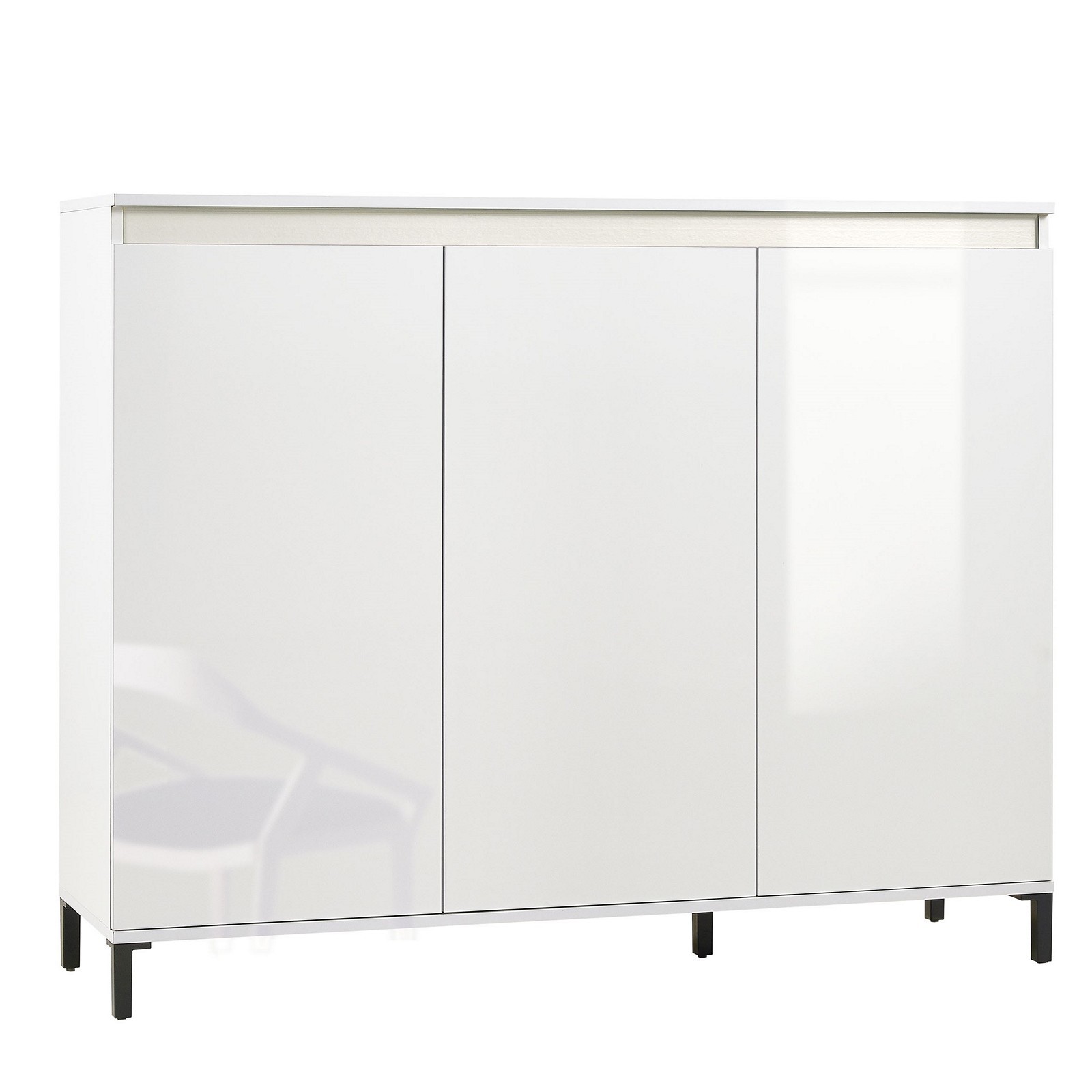 MIAMI Mobile alto 3 ante  laccata colore Bianco lucido cm H110,3 L138 P40