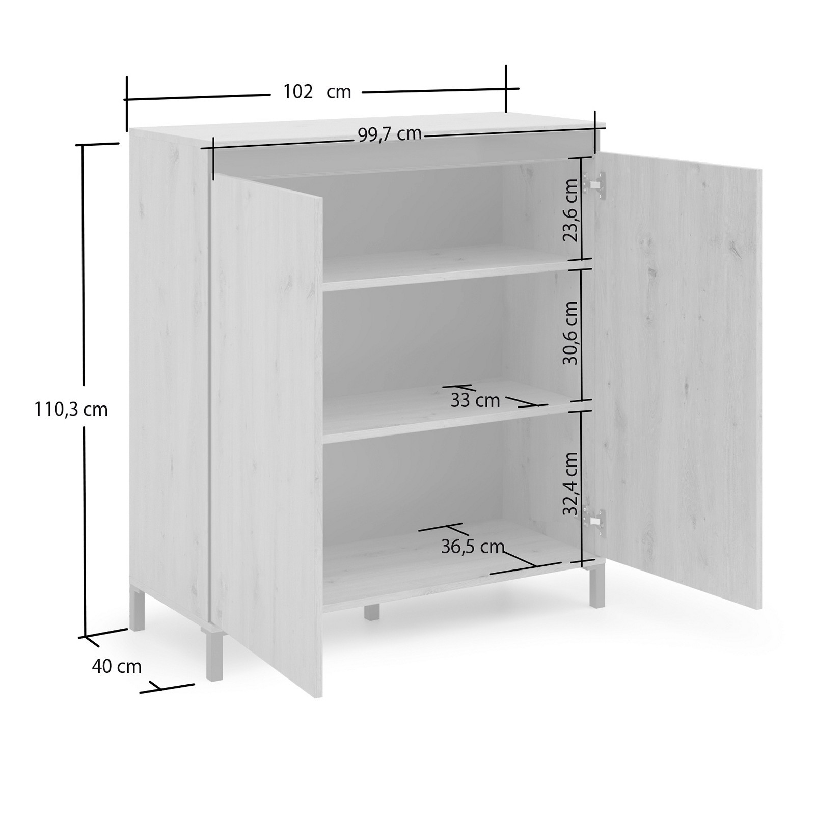 MIAMI ARTISAN Mobile alto 2 ante finitura Artisan cm H110,3 L100,2 P40